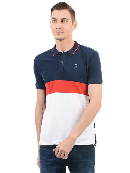 navy blue cotton color block t-shirt - 14542209 - Very Small Image - 1