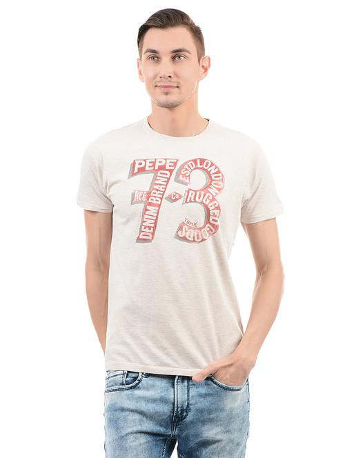beige cotton t-shirt - 14542217 - Standard Image - 1