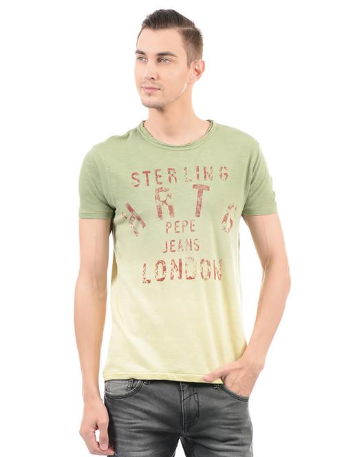 green cotton chest print t-shirt - 14542227 - Standard Image - 1