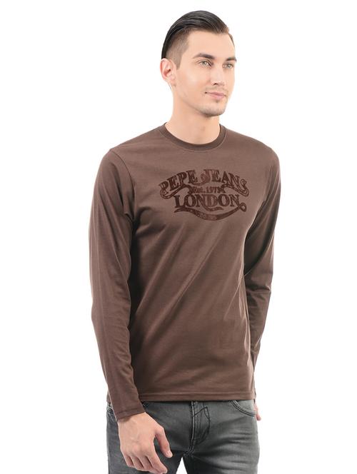 brown cotton t-shirt - 14542251 - Very Small Image - 1