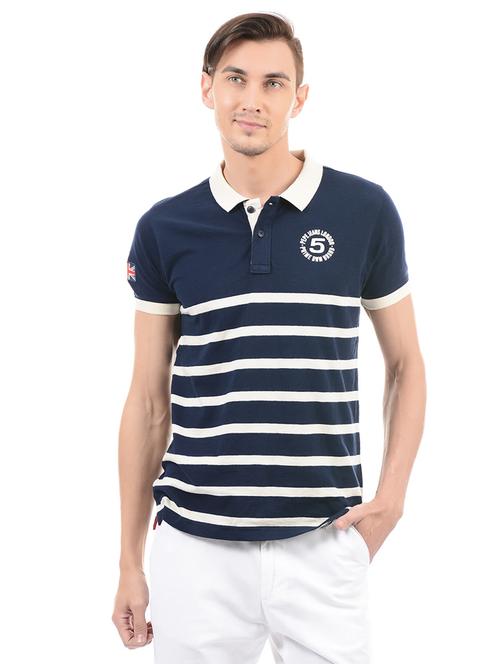 navy blue cotton polo t-shirt - 14542256 - Very Small Image - 1