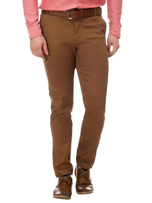 brown cotton chinos casual trousers - 14542295 - Very Small Image - 1