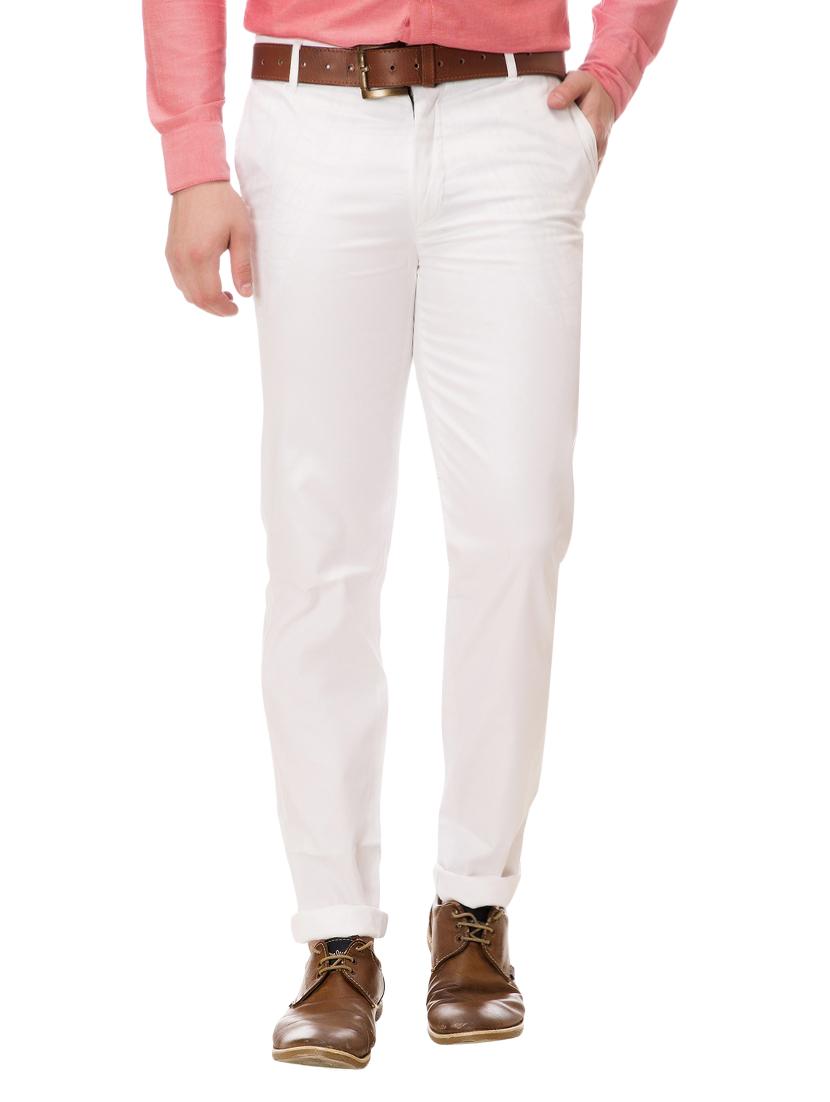 white cotton chinos casual trousers - 14542298 - Zoom Image - 1