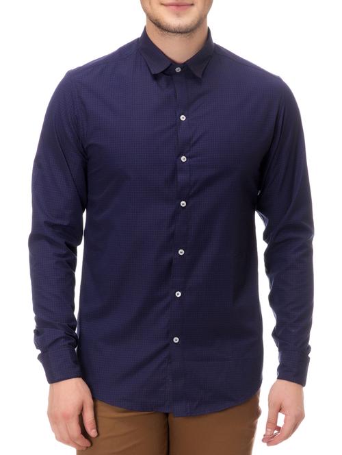 navy blue cotton casual shirt - 14542319 - Standard Image - 1