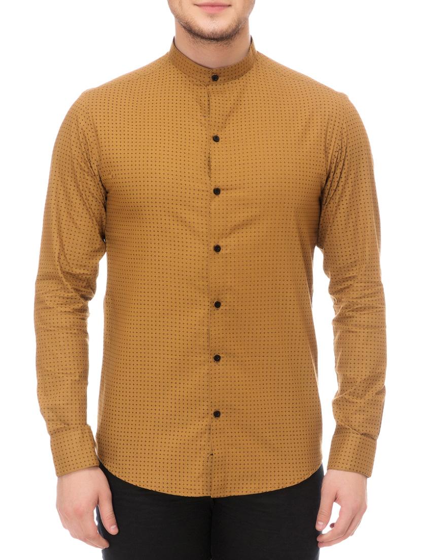 brown printed casual shirt