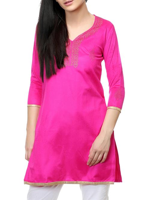 pink velvet solid kurti - 14542378 - Very Small Image - 1