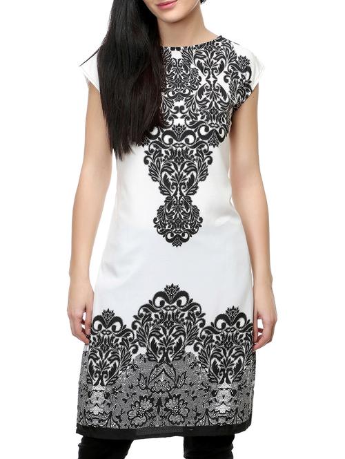 white crepe straight kurta - 14542382 - Standard Image - 1