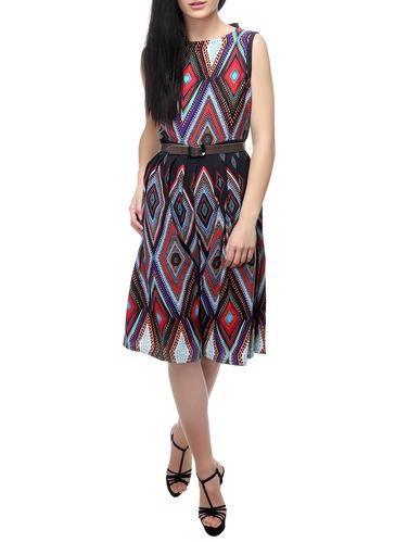 blue poly crepe a-line dress - 14542392 - Very Small Image - 1