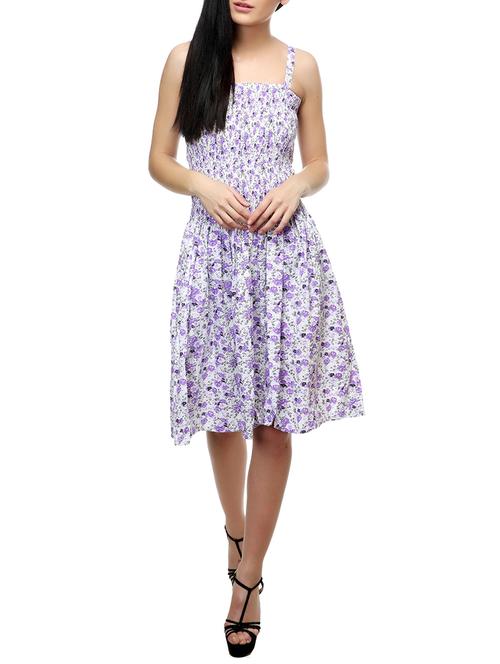 purple fit and flare dress - 14542396 - Standard Image - 1