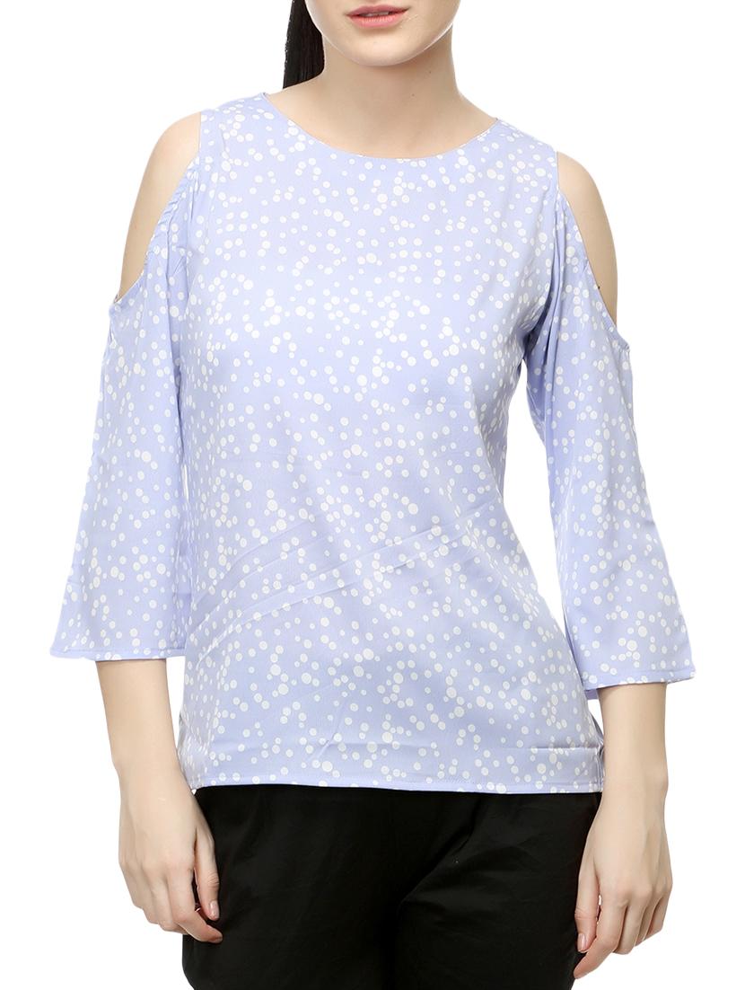 light blue poly crepe top - 14542419 - Zoom Image - 1