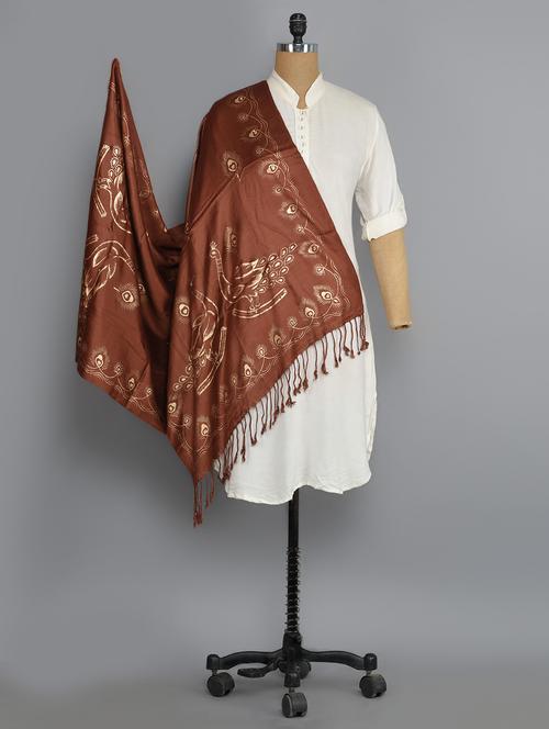 brown viscose stole - 14542580 - Very Small Image - 1