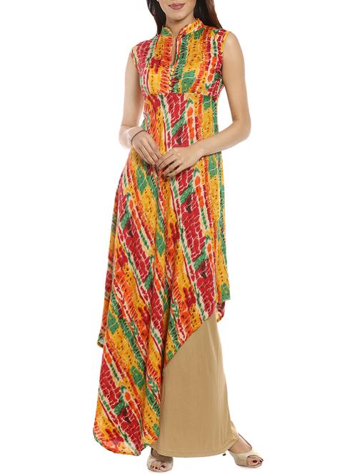 Soch rayon asymmetric printed kurti - 14542603 - Very Small Image - 1