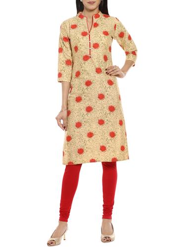 soch beige cotton straight kurta - 14542619 - Very Small Image - 1