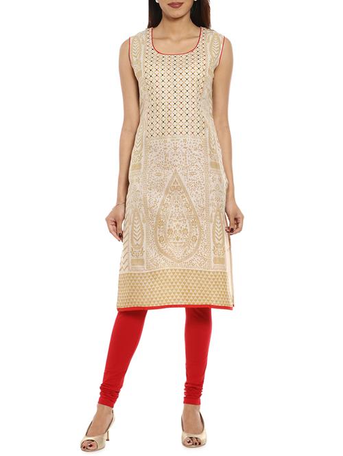 soch beige cotton straight kurta - 14542624 - Very Small Image - 1