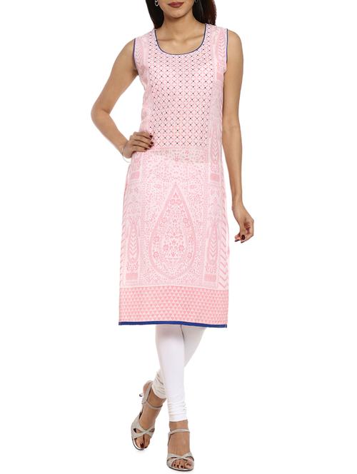 soch pink cotton straight kurta - 14542625 - Very Small Image - 1