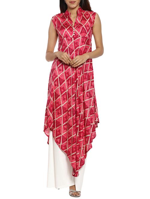 Soch rayon asymmetric printed kurti - 14542631 - Very Small Image - 1