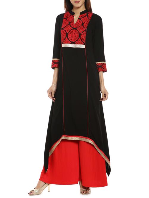 soch black georgette embroidered kurta - 14542635 - Very Small Image - 1