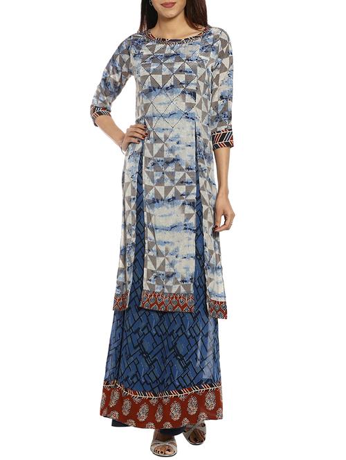 soch grey georgette straight kurta - 14542647 - Very Small Image - 1