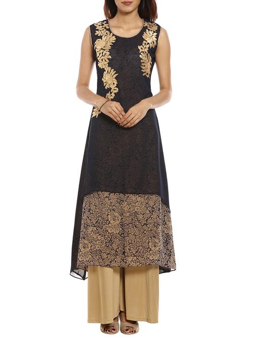 soch blue georgette embroidered kurta - 14542650 - Very Small Image - 1