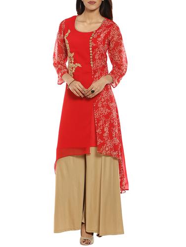 soch red georgette embroidered kurta - 14542651 - Very Small Image - 1