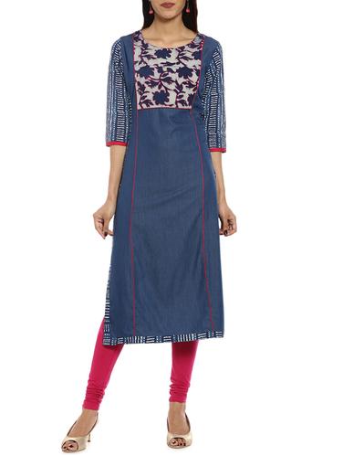 soch blue denim straight kurta - 14542660 - Very Small Image - 1
