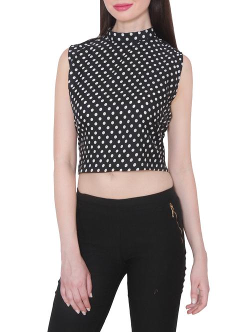black printed crepe crop top - 14542708 - Standard Image - 1