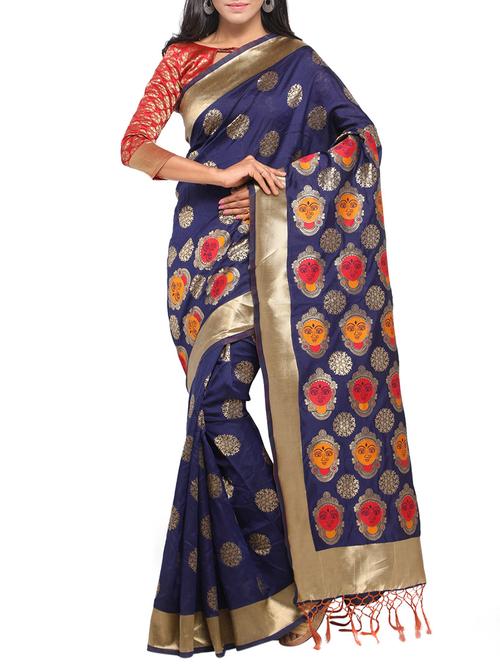conversational woven saree with blouse - 14543008 - Standard Image - 1