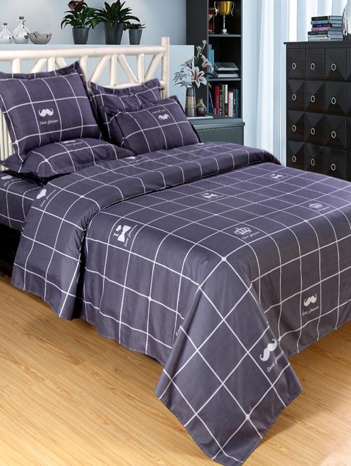 Polycotton Printed Double Bed Sheet With 2 Pillow Covers - 14543024 - Very Small Image - 1