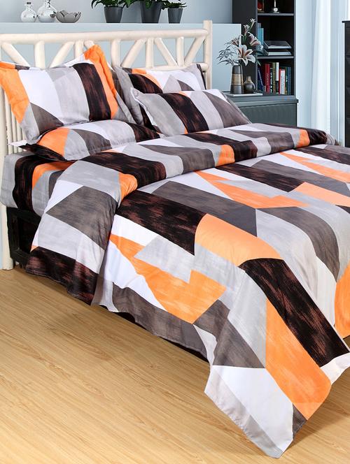 Polycotton Printed Double Bed Sheet With 2 Pillow Covers - 14543052 - Very Small Image - 1