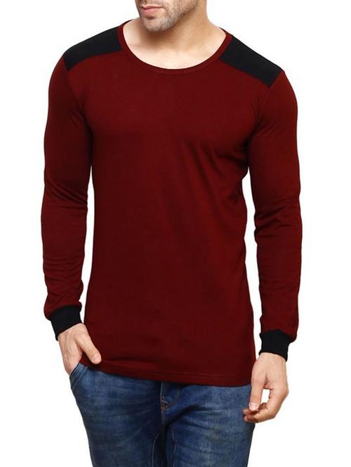 maroon cotton t-shirt - 14543081 - Very Small Image - 1