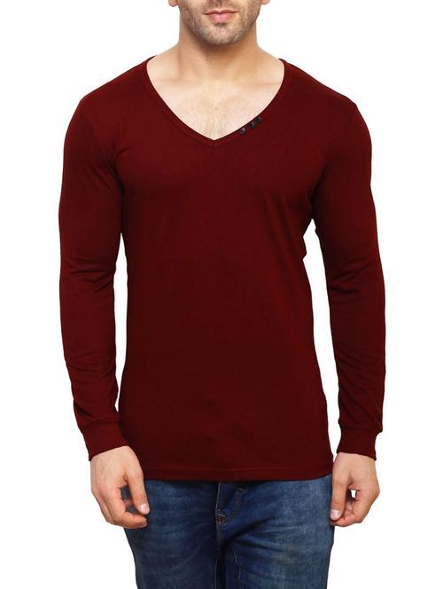 maroon cotton t-shirt - 14543093 - Standard Image - 1