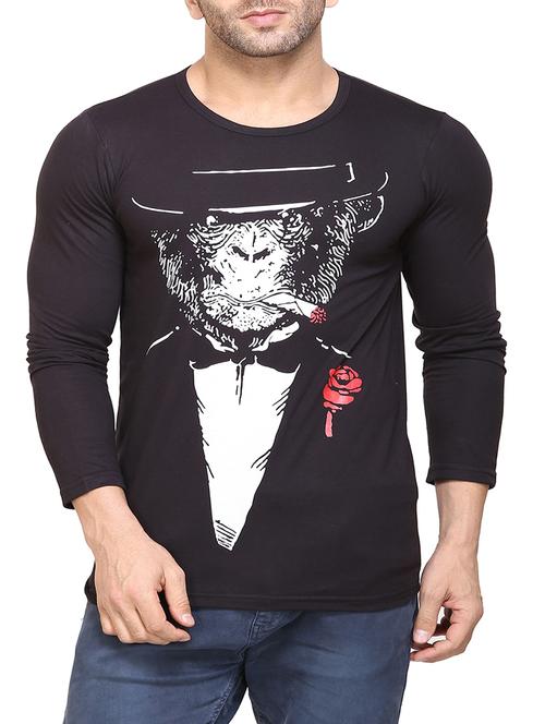 black cotton front print tshirt - 14543095 - Standard Image - 1