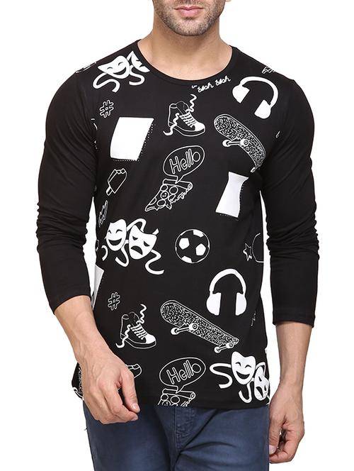 black cotton front print t-shirt - 14543097 - Standard Image - 1