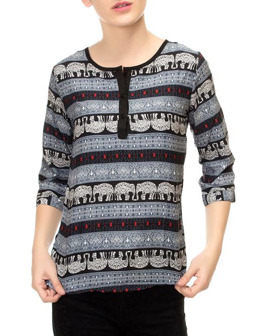 grey printed top - 14543134 - Standard Image - 1