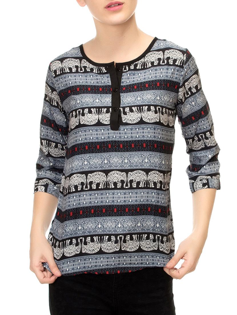 grey printed top - 14543134 - Zoom Image - 1