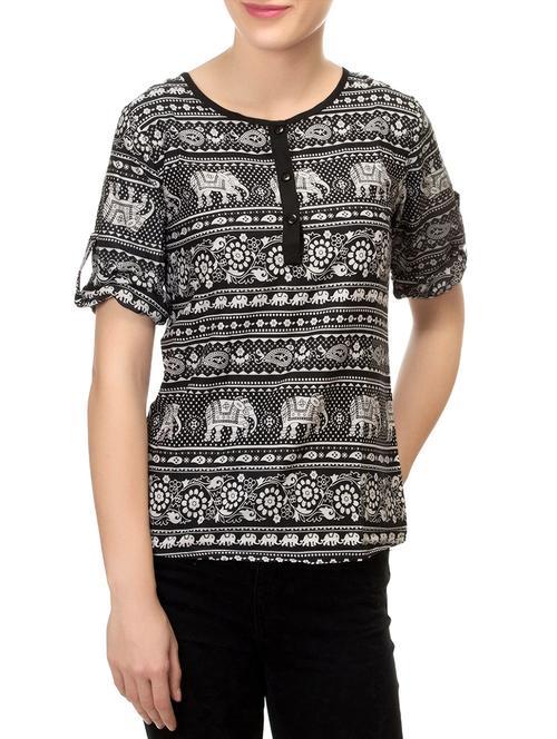 black printed top - 14543136 - Standard Image - 1