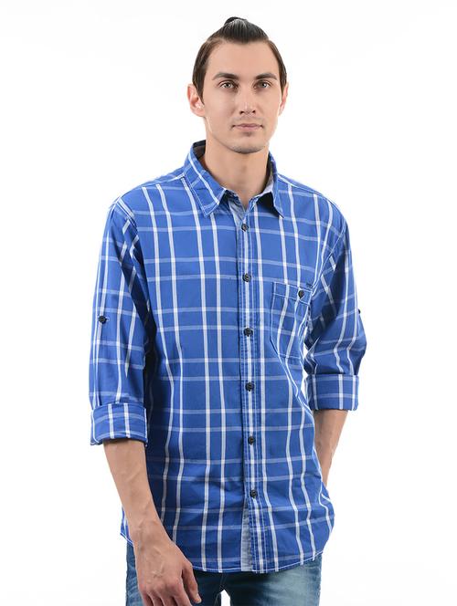 dark blue cotton casual shirt - 14543221 - Very Small Image - 1