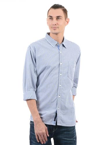 blue cotton casual shirt - 14543227 - Very Small Image - 1