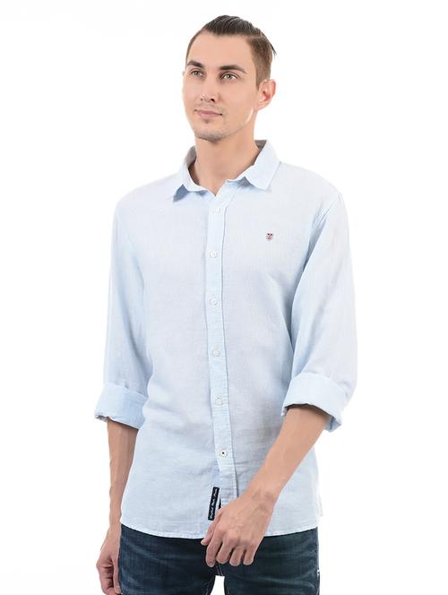 blue cotton casual shirt - 14543228 - Very Small Image - 1