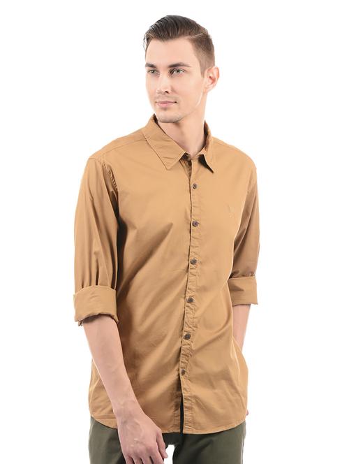 brown cotton blend casual shirt - 14543236 - Very Small Image - 1