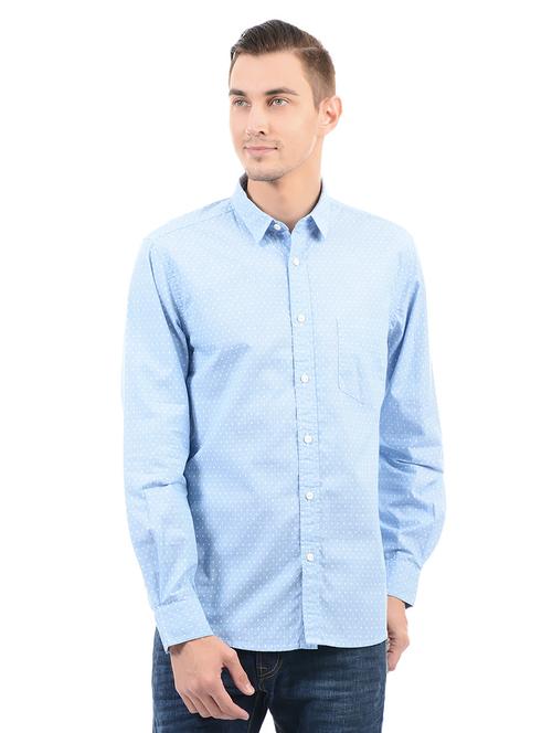 blue cotton casual shirt - 14543260 - Very Small Image - 1