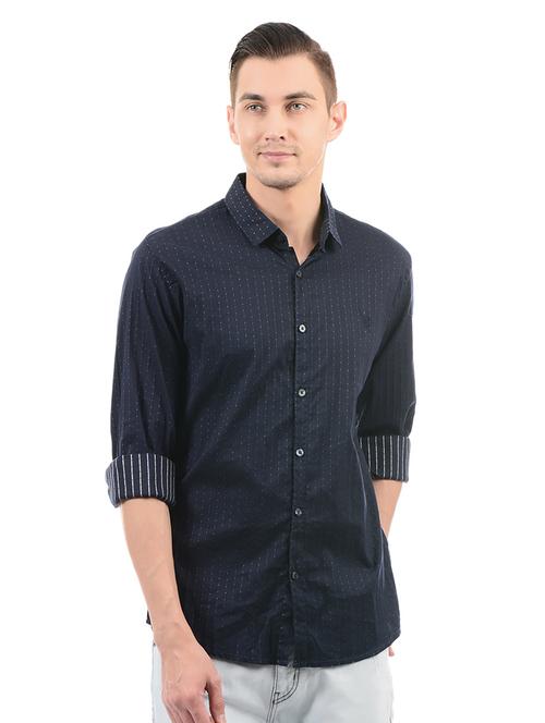 navy blue cotton casual shirt - 14543273 - Very Small Image - 1