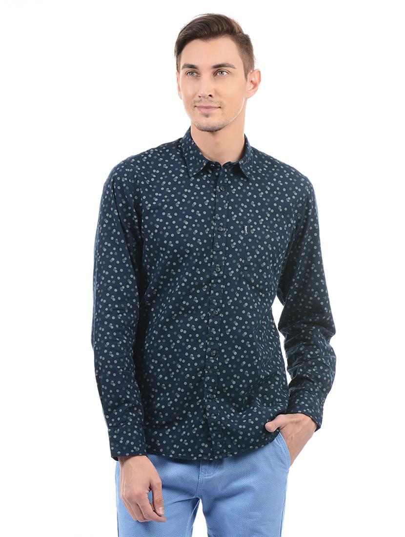 navy blue cotton blend casual shirt - 14543282 - Zoom Image - 1