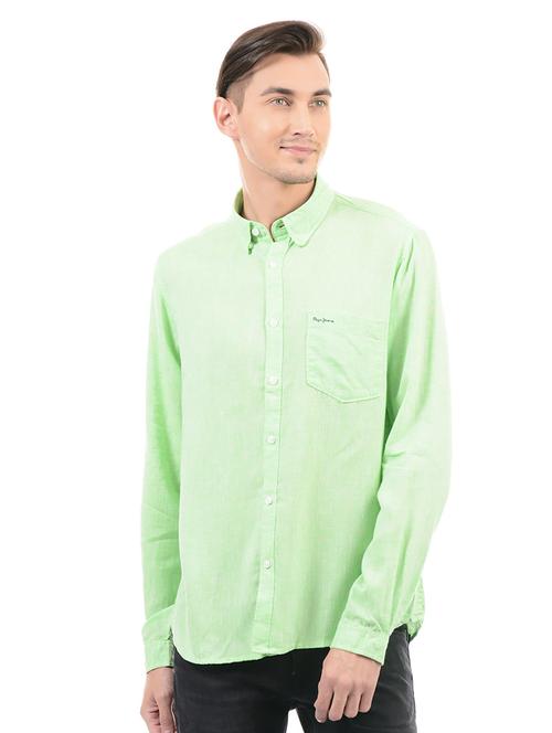 green cotton blend casual shirt - 14543288 - Very Small Image - 1