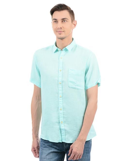 blue cotton blend casual shirt - 14543292 - Very Small Image - 1
