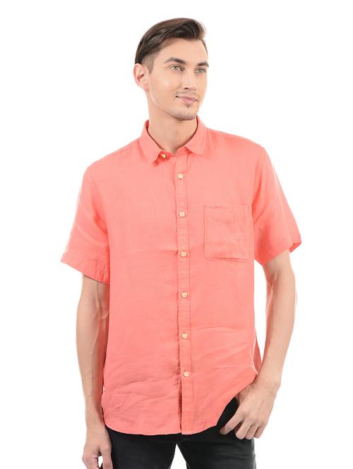 orange cotton blend casual shirt - 14543294 - Very Small Image - 1