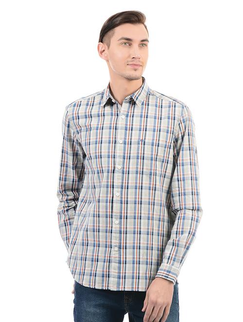 grey cotton blend casual shirt - 14543296 - Very Small Image - 1