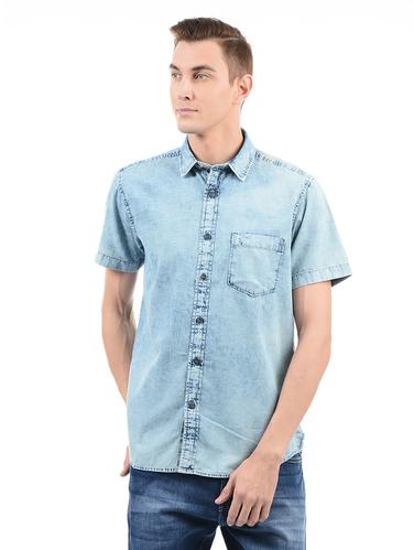 blue cotton casual shirt - 14543314 - Very Small Image - 1