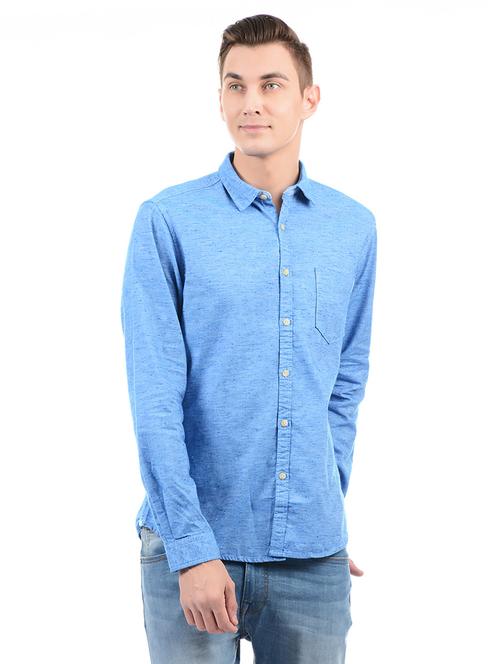 blue cotton casual shirt - 14543317 - Standard Image - 1