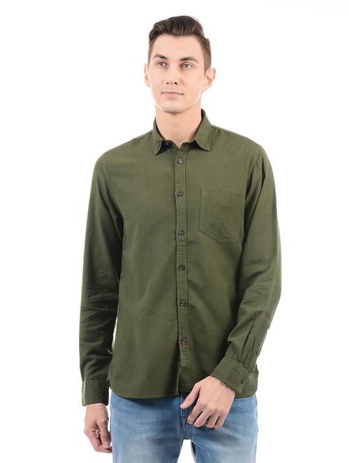green cotton casual shirt - 14543322 - Standard Image - 1